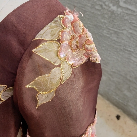 Ruben Panis Dress Vintage 1980's Silk Chiffon Gown - Picture 15 of 16